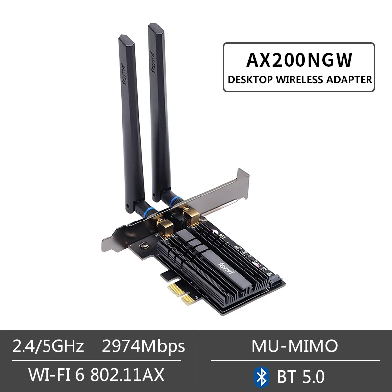 Dual band 3000 Мбит/с AX200 рабочего стола PCIE Беспроводной адаптер Wi Fi 6 Intel AX200NGW 2 4 г/с) 5 ГГц