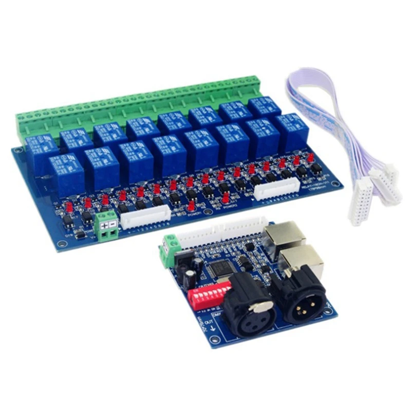 

16CH Relay Switch DMX512 Controller,Relay Output,DMX Relay Control,16Way Relay Switch DC12V Main-Board & DMX-RELAY-16CH