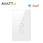 Настенный выключатель AVATTO Tuya US с Wi-Fi, умный выключатель света, сенсорный выключатель со стеклянной панелью, 123 кнопки, работает с Alexa,Google Home