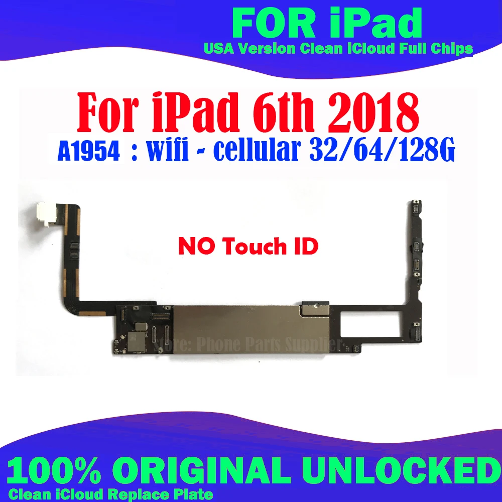 A1954 for iPad 6 9.7 2018 Motherboard unlocked removed with Touch ID / no Wifi - Cellular SIM Card Version With chips | Мобильные