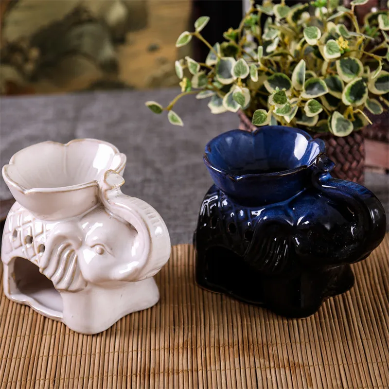 Керамическая тайская арома горелка с изображением слона для благовоний