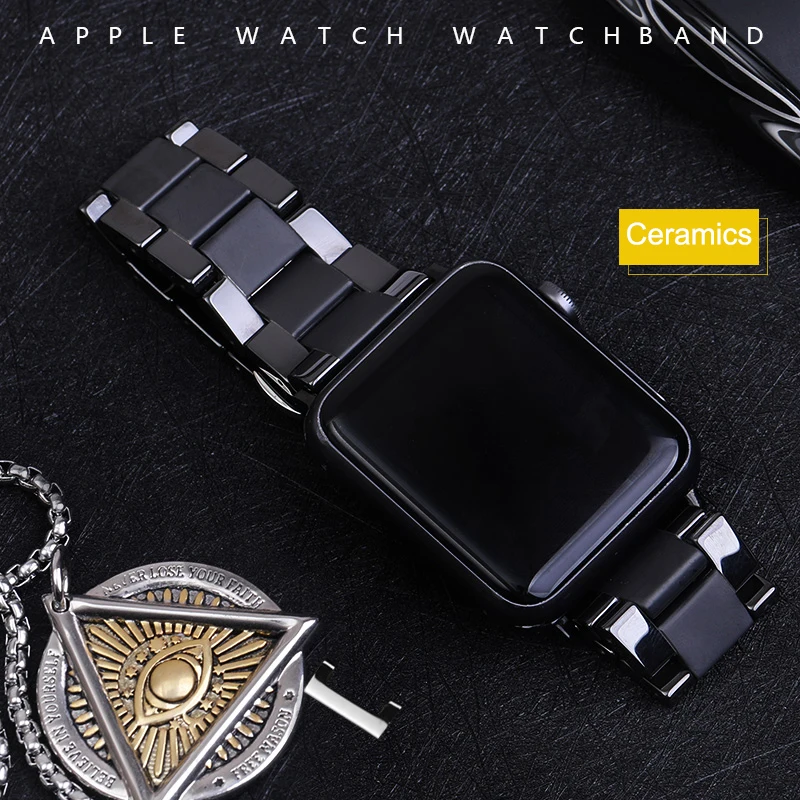 Керамический ремешок для Apple Watch Series 6 SE 5 4 3 iwatch 42 мм 38 металлический браслет с