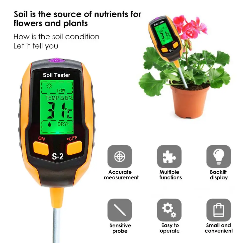 

Soil PH Meter 5 In 1 PH Moisture Acidity Tester Garden Farm Soil PH/Temp/Humidity/Light/Moisture Monitor Detector For Plants
