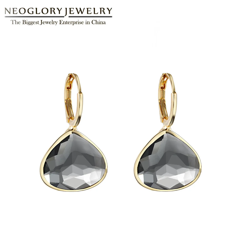 Neoglory треугольник кристаллический крючок серьги для женщин серый синий зеленый