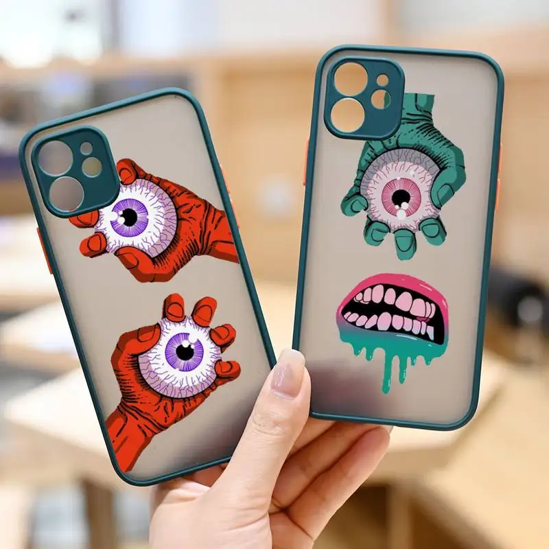 

Horror theme eyes hands Phone Case matte transparent For iphone 7 8 11 12 plus mini x xs xr pro max cover