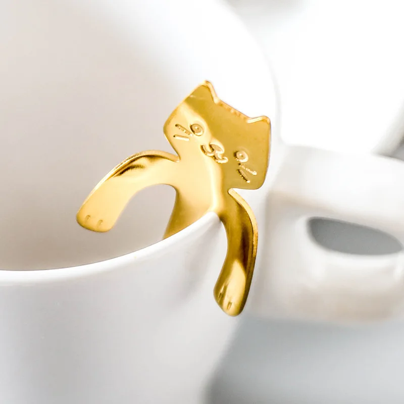 Мини Ложка для кофе с кошкой 304 подвесная ложка из нержавеющей стали милая