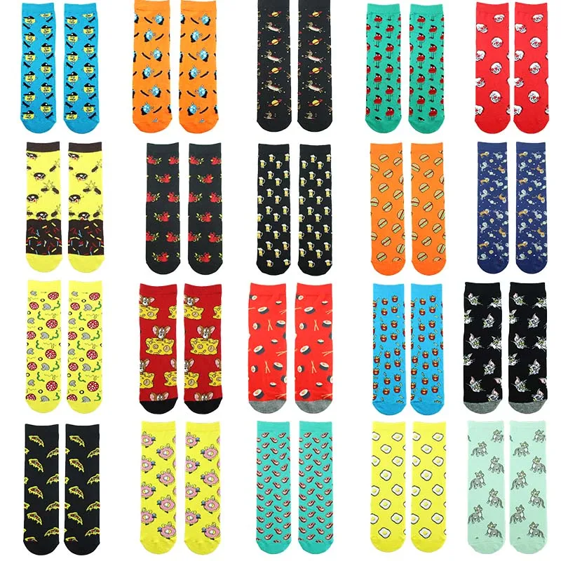 

Jacquard Korean Style Women Kawaii Sushi Cat Cheese Donuts Design Funny Sokken Harajuku Cute Pug Egg Pizza Calcetines Divertidos