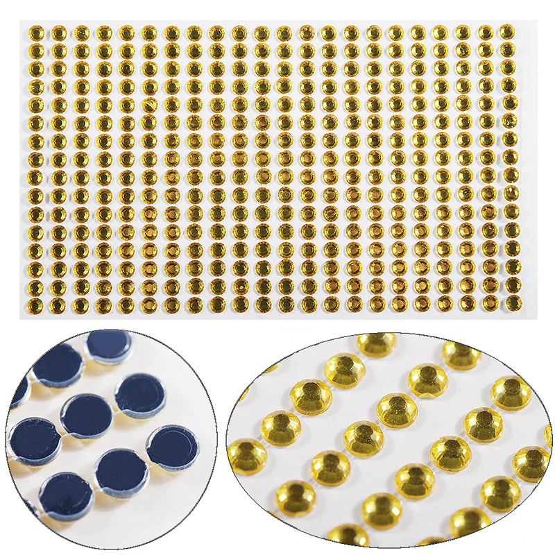 3/4/5/6 мм разноцветные Круглые акриловые самоклеящиеся стразы с плоской задней