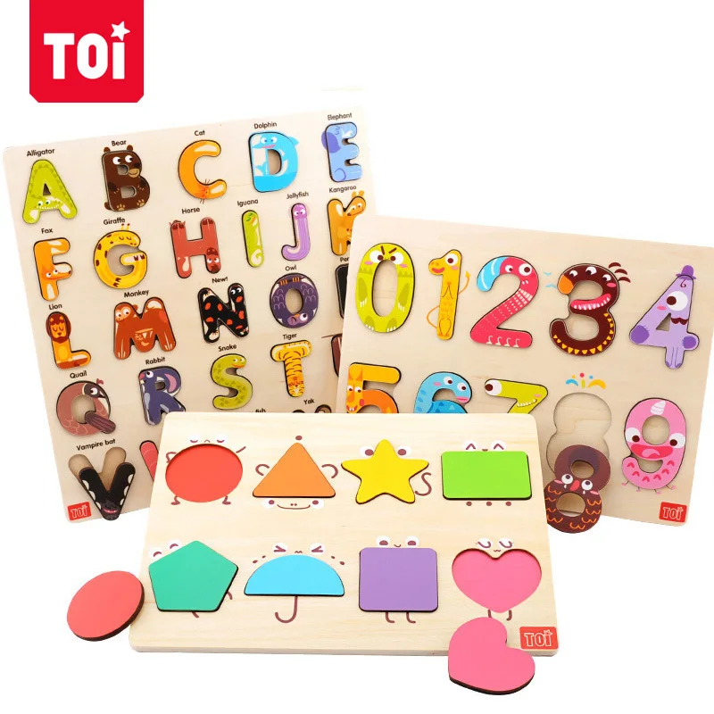 

TOI Children's Puzzle Montessori Digital Wooden Jigsaw Alphabet Preschool Educational Toys Baby Cognitive Gifts Over 1 Year Old