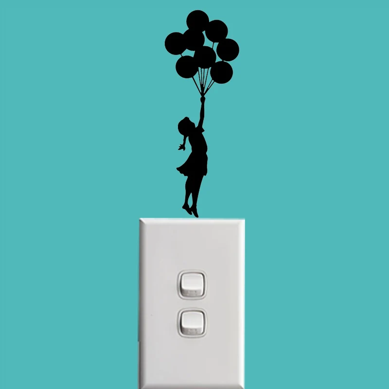 Летающий воздушный шар девушка мультфильм аксессуары наклейка на стену