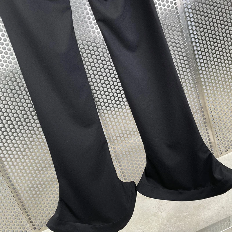 

TWOTWINSTYLE Black Patchwork Chain Loose Trousers For Women High Waist Full Length Straight Wide Leg Pant Female 2021 Spring New