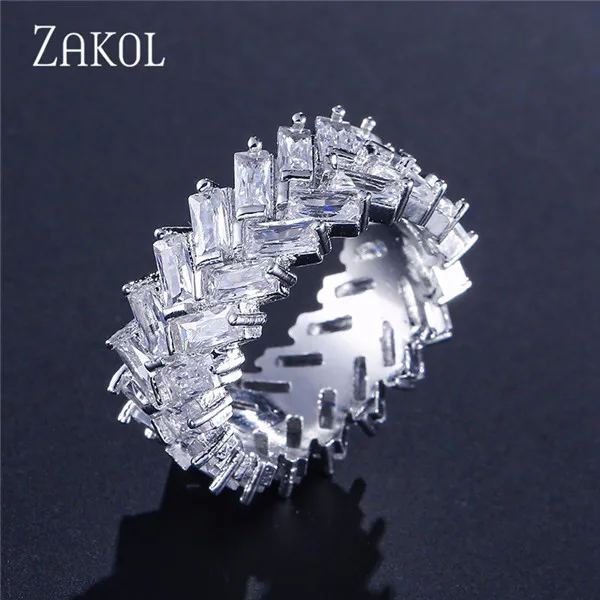 White 2019 ZAKOL Модные женские ювелирные изделия ручной работы зеленый кубический цирконий оливковое кольцо «ветка» для женщин и мужчин вечерние кольца FSRP2020 - Цвет основного камня: White 2019