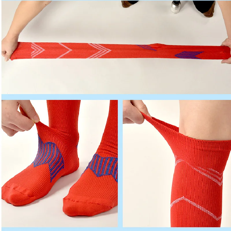 Простые Длинные носки для футбола чулки рельефные хлопковые Гольфы выше колена