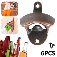 6pcs aluminum alloy beer opener wall bottle opener with screws for home kitchen cafe bars decoration vintage look wedding gifts