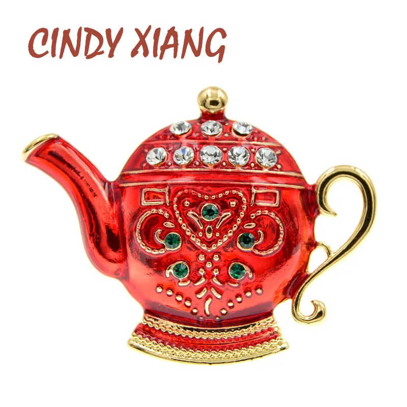 Брошь CINDY XIANG с эмалью заварочный чайник стразы креативный дизайн модные броши