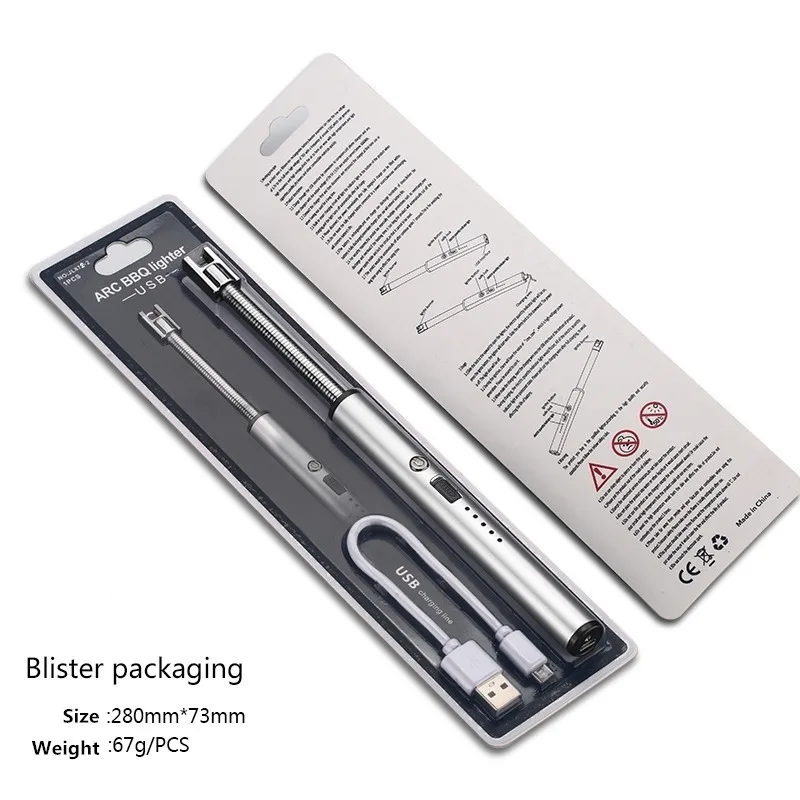 

360 Rotation USB Rechargeable Cigarette Lighters Long Kitchen Electronic Lighters Windproof Plasma Electric Novelty Lighter ARC