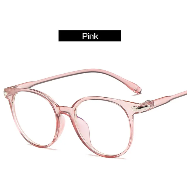 Pink YOOSKE прозрачные поддельные очки мужские винтажные круглые оптические оправы для очков для женщин прозрачная оправа для очков - Цвет оправы: Pink