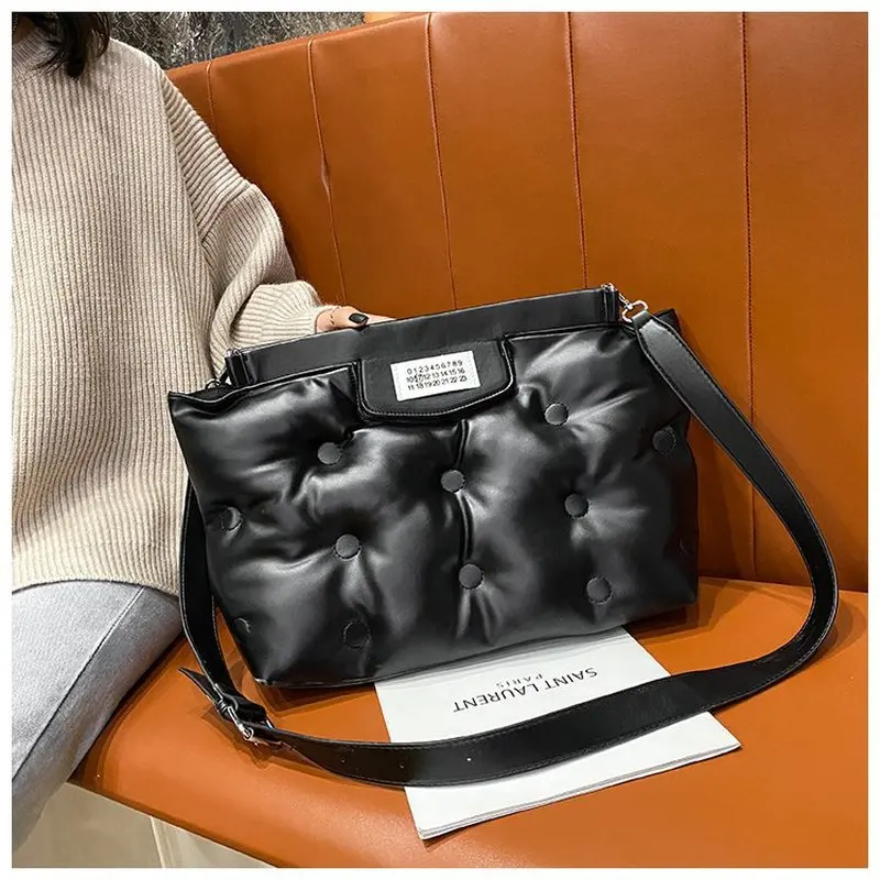 

New Ruched Leather PU Tote Bag Women Fashion Cloud Women Shoulder Bag Soft Leather Crossbody Bag Female Handle Handbag Women