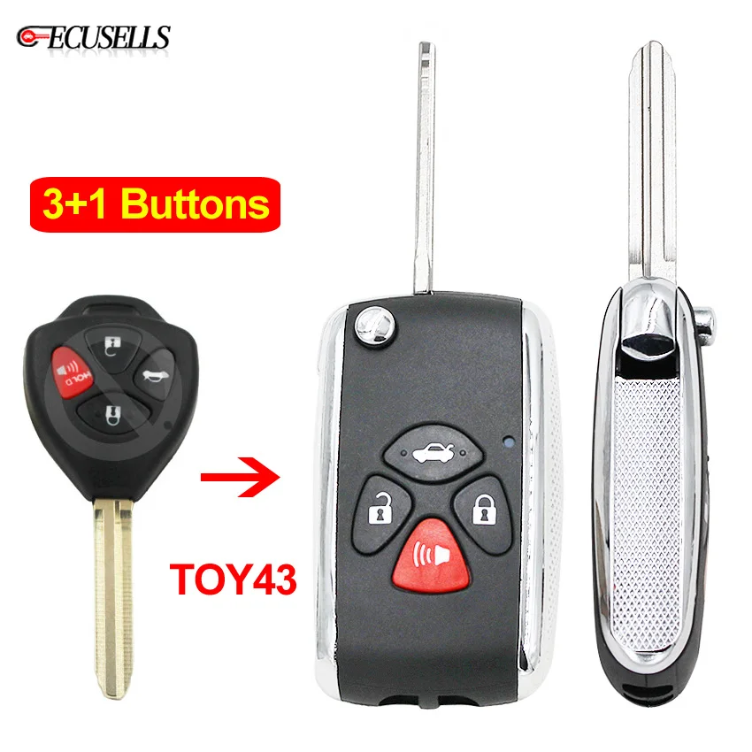 2/3/4 Кнопка модифицированный флип чехол для автомобильного ключа TOY43 Blade Toyota Camry