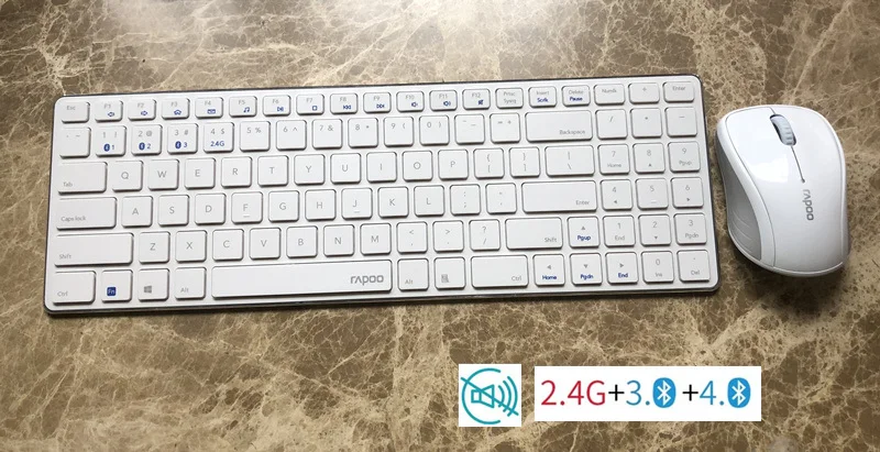 New 9060M White Набор из клавиатуры и мыши Rapoo 9060/9060 M, ультратонкая Беспроводная оптическая клавиатура и мышь 2,4G, комбо для ПК и ноутбука - Цвет: New 9060M White