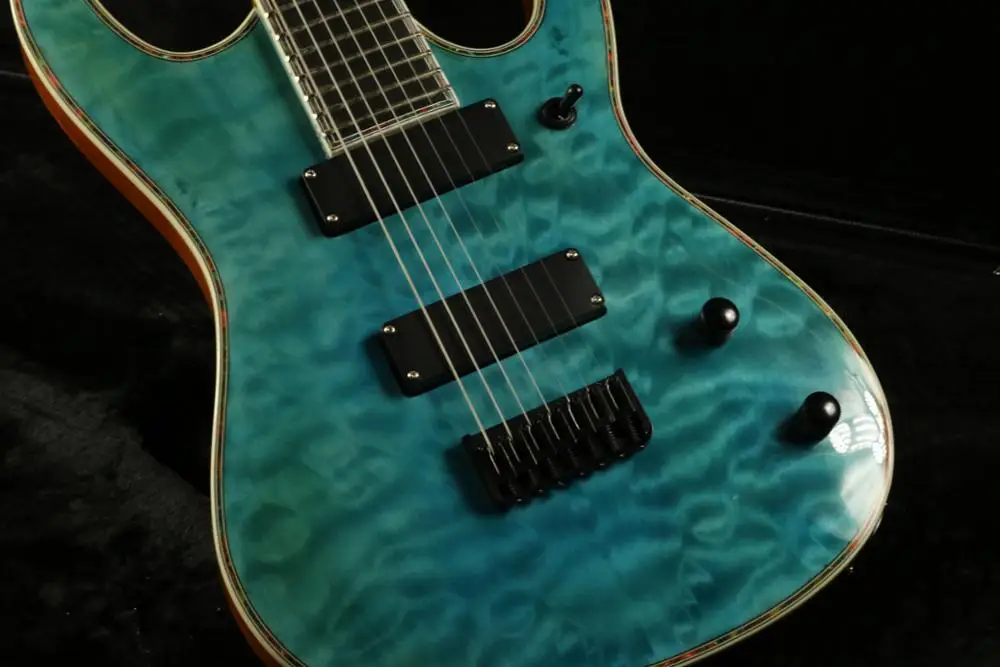 Качество 7 струн электрогитара покрытая кленом Топ 24 Лады гриф гитара