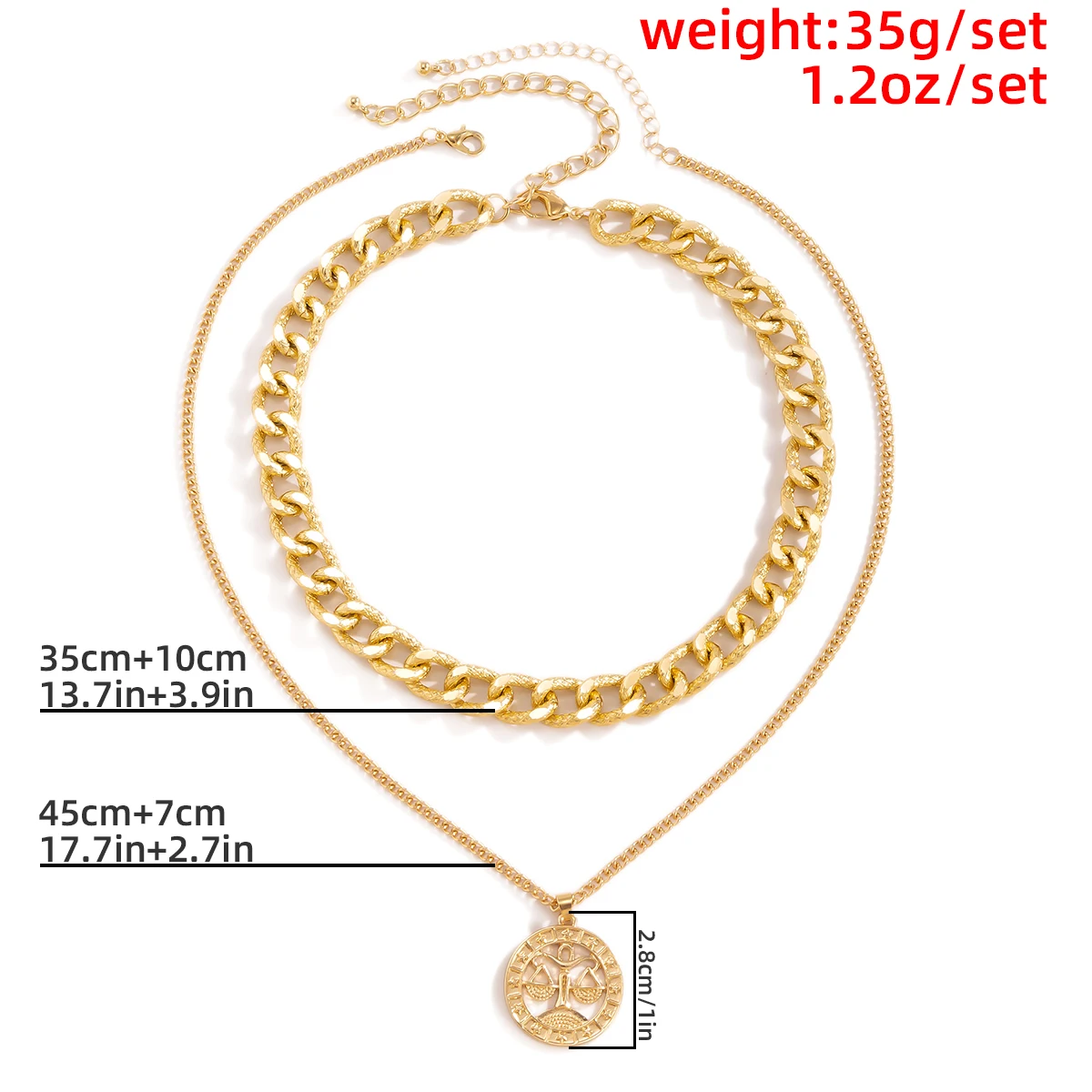 

Salircon Punk Zodiac Libra Pendant Choker Necklace Vintage Aesthetic Gold Color Link Chain Necklace Fashion Couple Jewelry Gift