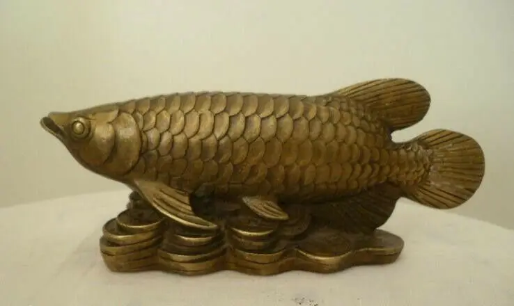 Китайская народная культура ручная работа медная Бронзовая статуя Рыбная
