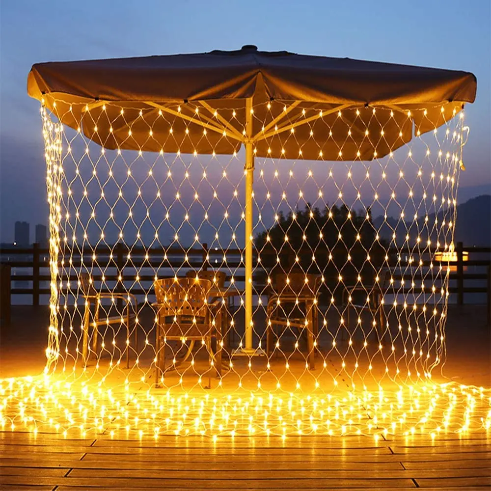LED Net Curtain Mesh Lamp Outdoor Christmas House Decoration Garden New Year 2022 Decor 3M X 2M 192 LEDs Plug Operated