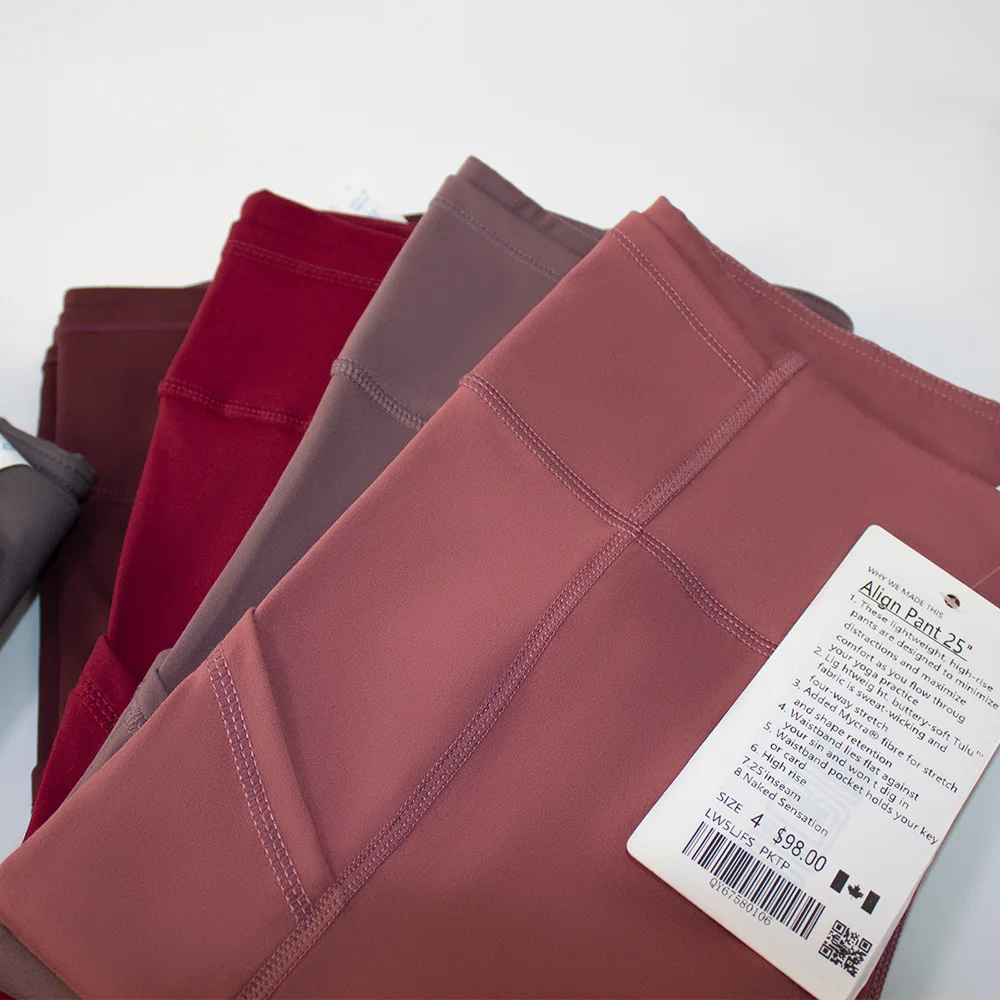 Fitness LuLu Running Street Women Yoga Pants Align Double Side Grinding High Waist Tight Leggings Pockets Sports Workout Pants