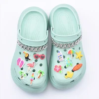 hot sale 1 pcs croc shoes charms sunshine tree beach pvc decorations vacation kids gift bracelet accessories player game over