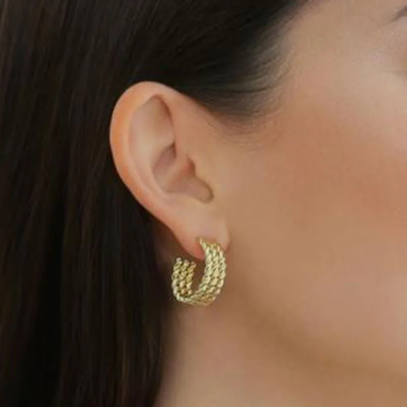 

Joolim Jewelry High End Trendy PVD Wholesale Tarnish Free Retro Hollow Rope Stainless Steel Earring For Women