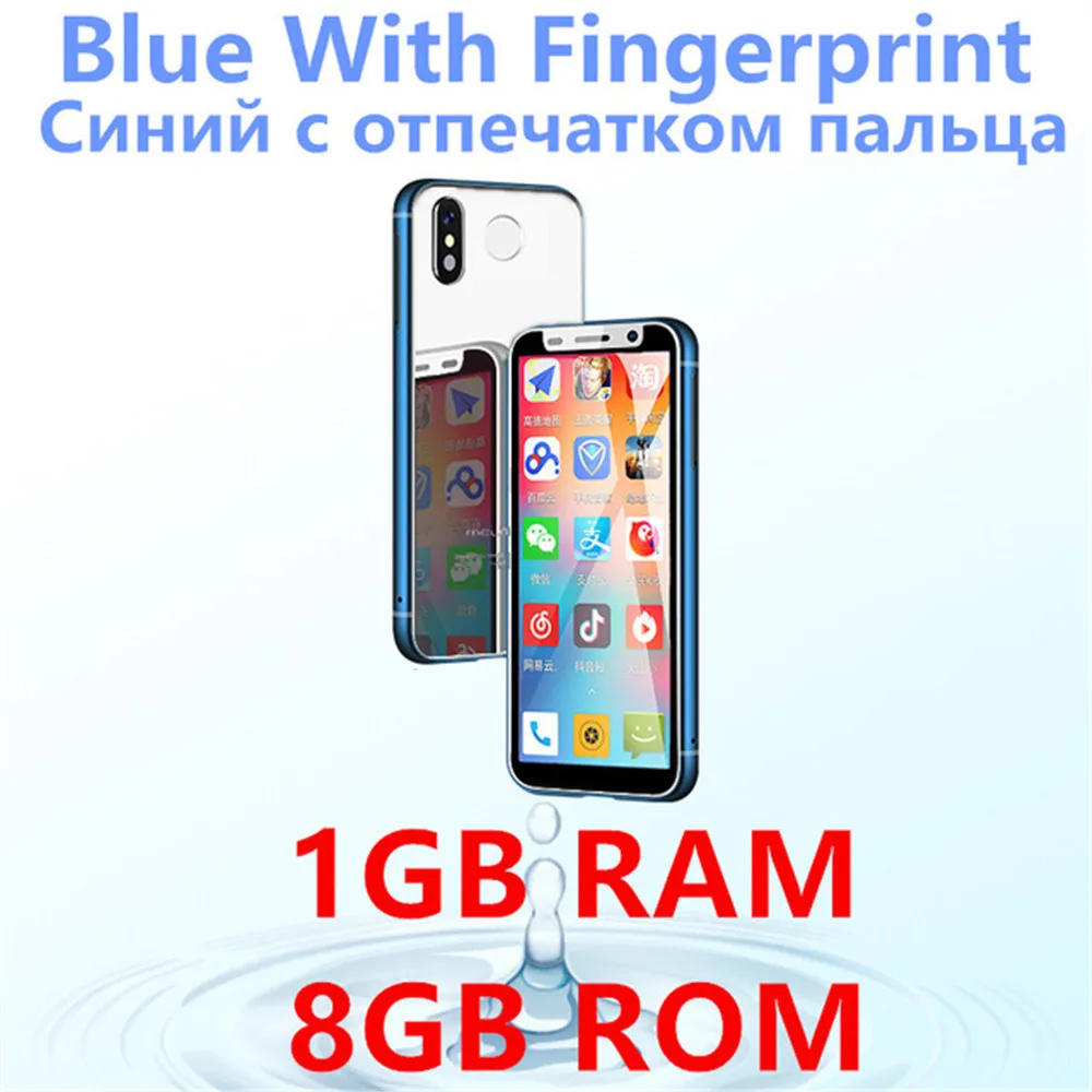 Blue with Fingerprin Melrose 4G Lte маленький Android телефон Google play 3,4 ''четырехъядерный Android 8,1 отпечаток пальца ID студенческий мини маленький смартфон - Цвет: Blue with Fingerprin