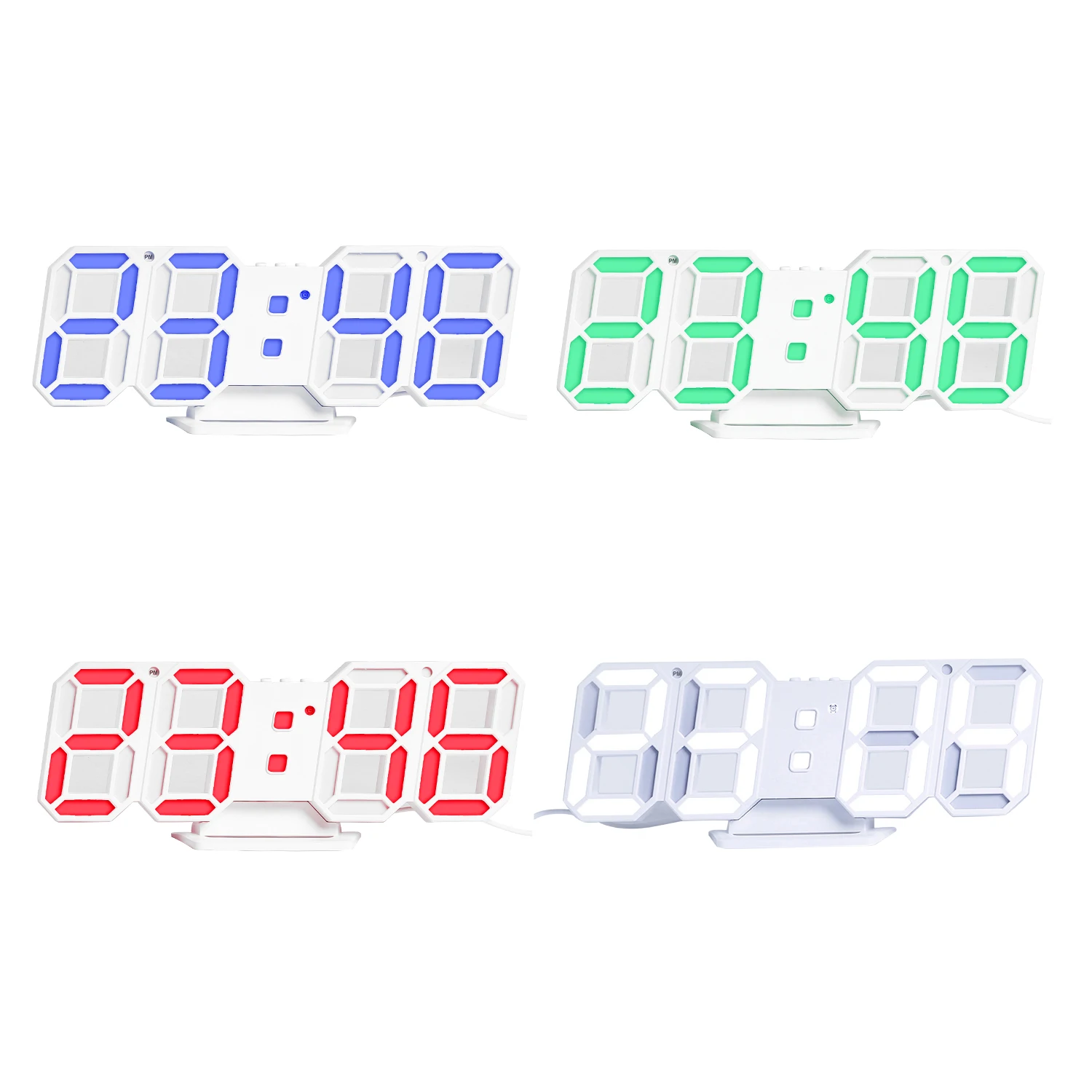 LED Digital Clock 3D Electronic Table Alarm Wall Glowing Hanging Clocks Temperature Display Home Decoration | Дом и сад