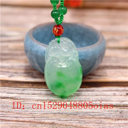 Ожерелье с подвеской из натурального белого зеленого изумруда нефрита пиксиа