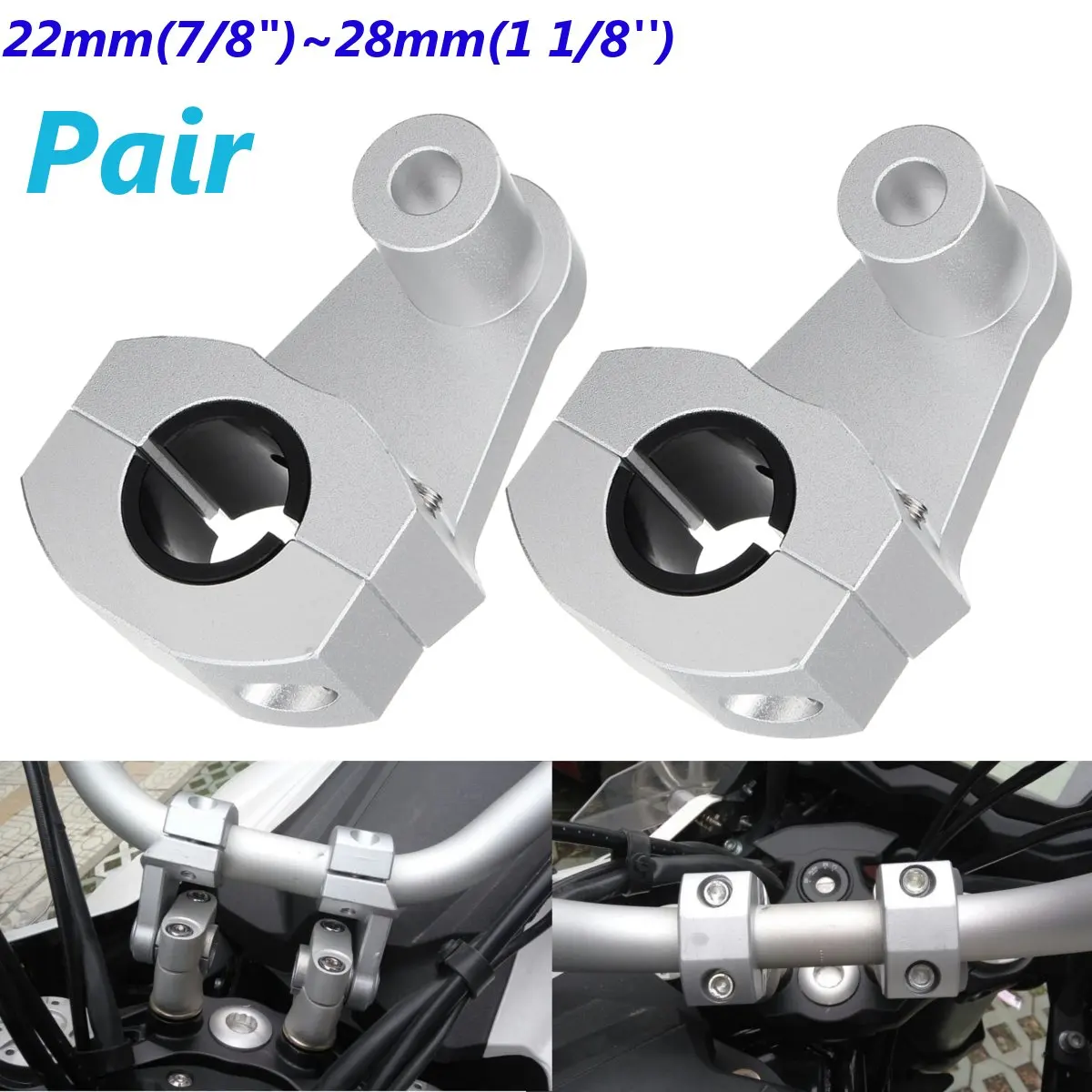 Новинка 2 шт. зажимы для Руля Мотоцикла серебристые Riser 22 мм 28 Suzuki Yamaha BMW Honda