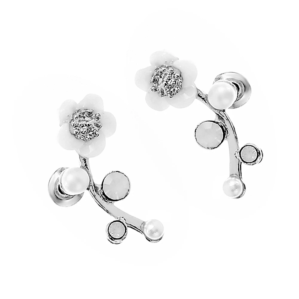 

Fashion Women Girl Elegant Flower Imitation Pearls Crystal Rhinestone Ear Stud Earrings Party Earring Jewelry Wholesale