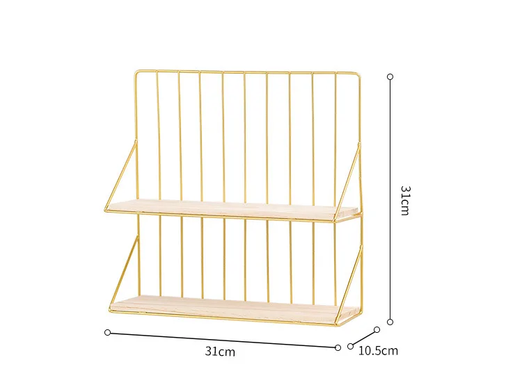 

Simple Ins Iron Double Layers Wall Decorative Shelf Creative Home Living Room Desktop Cosmetic Storage Racks