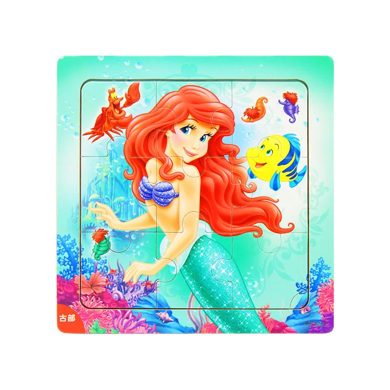 Disney 9 шт/16 шт Белоснежка/София/Микки Минни/замороженная Романтика деревянная коробка головоломка 2-3-4-5 лет детская головоломка - Цвет: Color8-9pcs