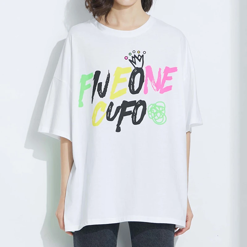Женская футболка 2020 корейская мода Белая Футболка большой размер женская любовь