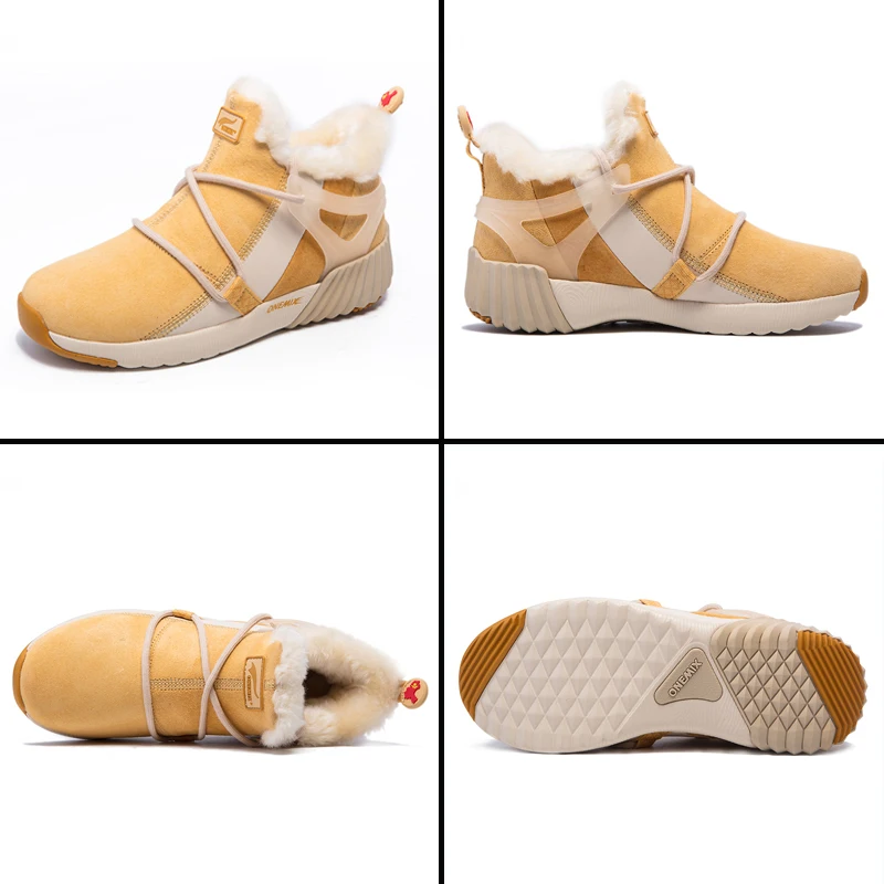 spesifikasi Onemix 2019 Pasangan Baru Kasual Sepatu Tinggi Atas Sepatu Bot Musim Dingin Hangat Fashion Wol Wanita Ankle Boots Platform Pria Trekking Sepatu