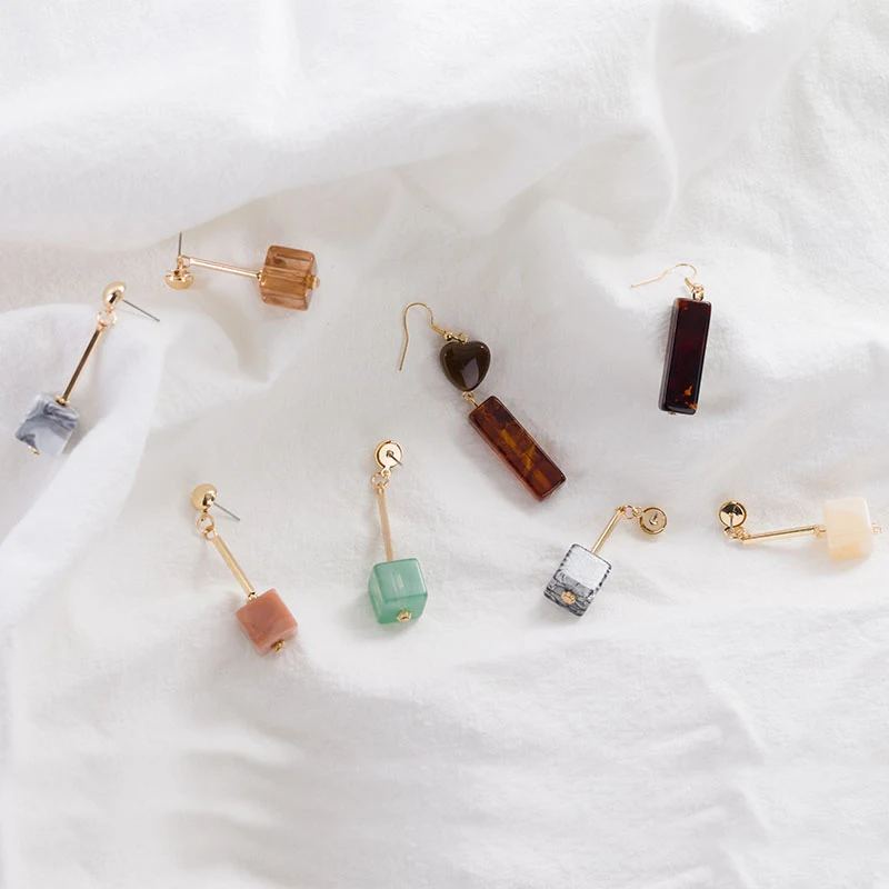 Полимерные геометрические серьги для женщин цветные акриловые квадратные