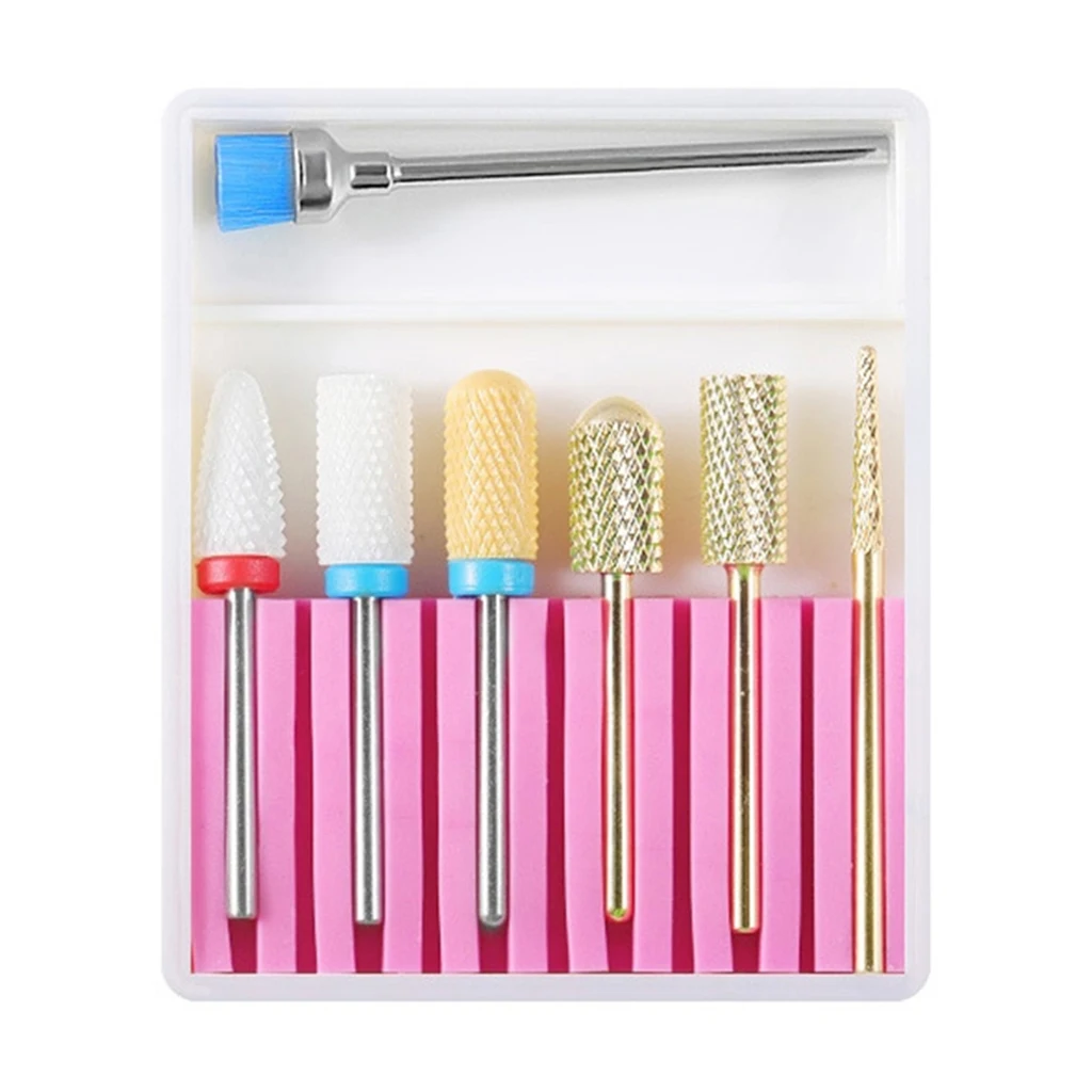 

7x Nail Art Drill Bits Brush Set Manicure Ceramic Polishing Grinding Head