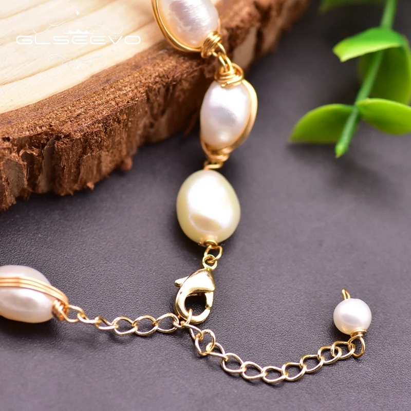 GLSEEVO натуральный пресноводный белый жемчуг двухслойные браслеты и для женщин