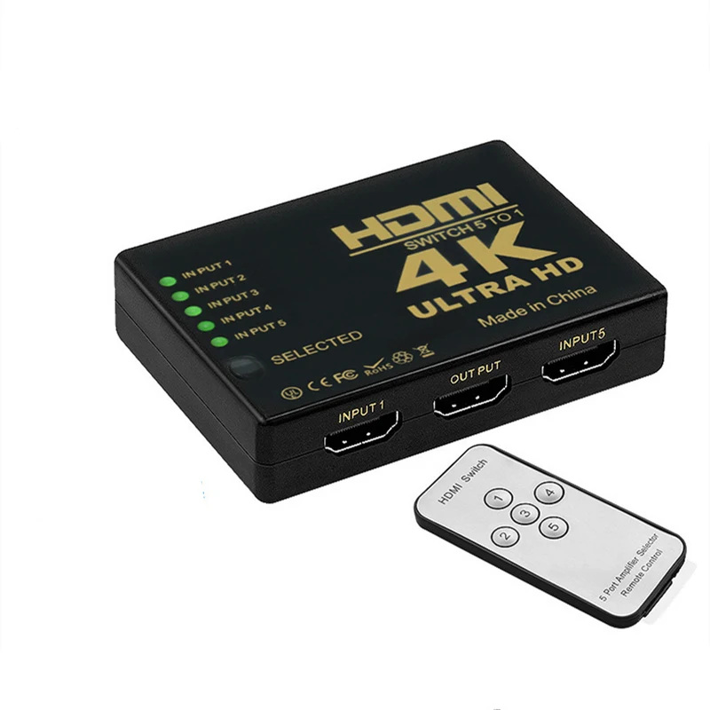 Rankman HDMI разветвитель HDMI концентратор 3 или 5 портов переключатель в 1 1080P 4K HDMI коммутатор 3X1 5X1 с ИК-пультом дистанционного управления для HDTV DVD PS3