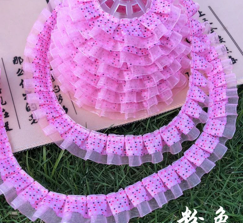 18 ярдов 2 5 см плиссированная шифоновая вышитая кружевная лента отделка краев для