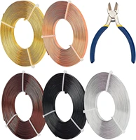 5 rolls 80 feet gold flat jewelry craft wire silver aluminum flat wire 5mm wide with a side cutting plier for bezel sculpting