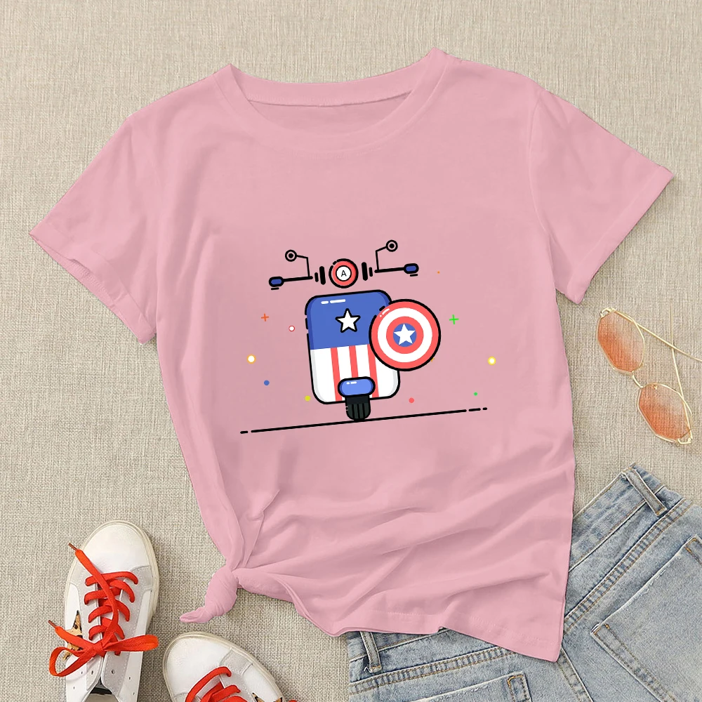 

Disney Avengers Printed Women T Shirt Short Sleeve Modern Cartoon Captain America Creative Tshirt Female Marvel Camiseta Tumblr