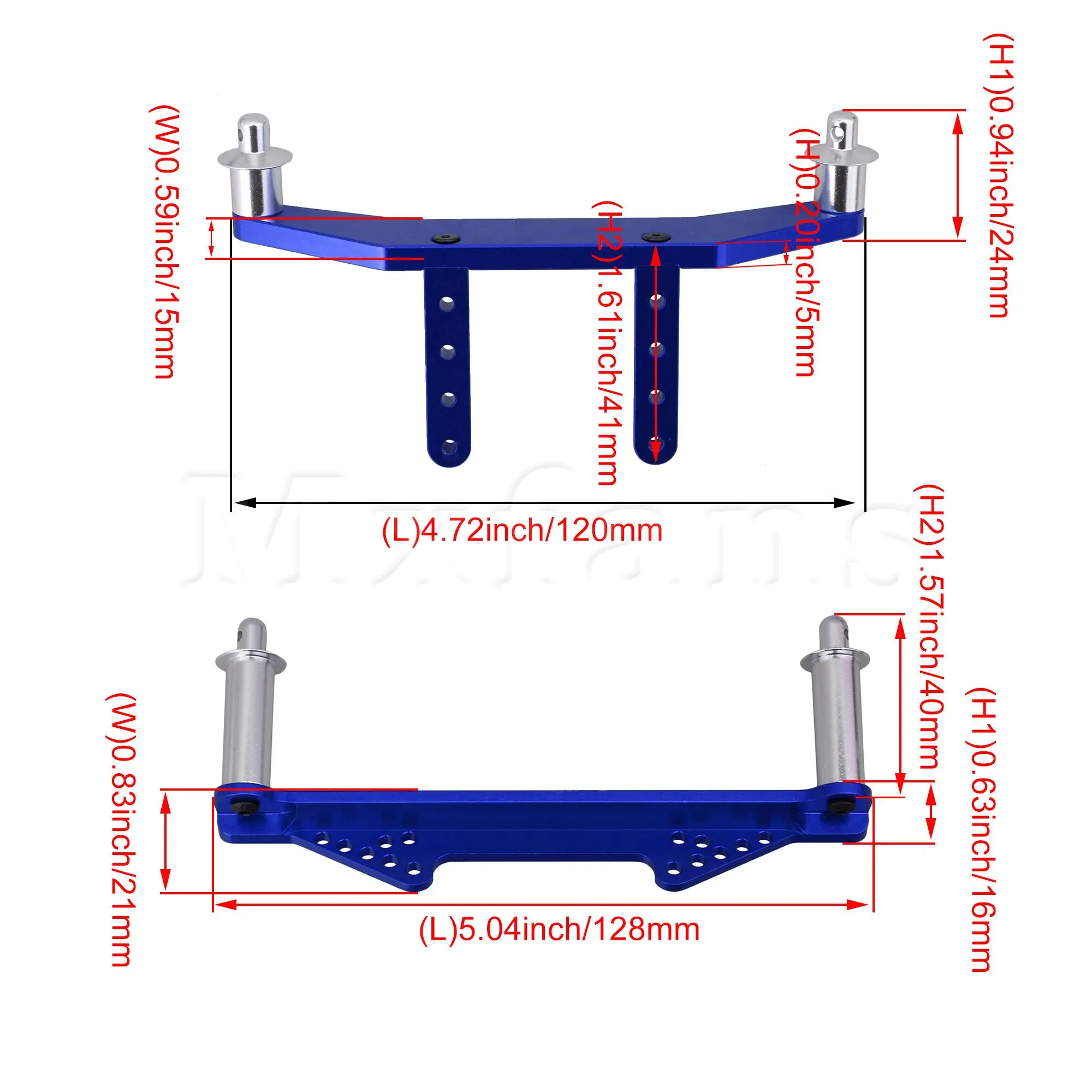 

Mxfans 2x Navy Blue RC1:10 Front Rear Body Mount Replacement for TRAXXAS Slash