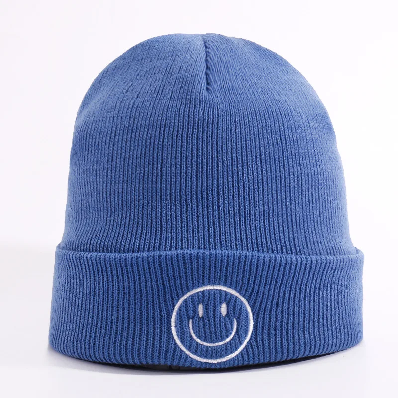 Шапка с вышивкой Happy Smile Face для мужчин и женщин повседневные акриловые облегающие
