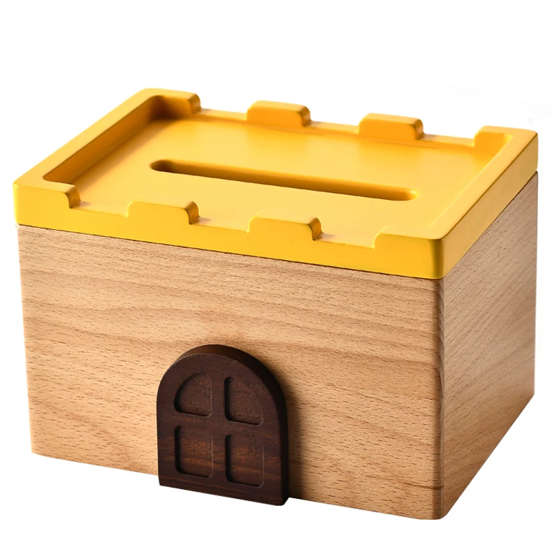 

Wooden Modern Tissue Boxes Ornaments Multifunction Cute Paper Storage Tissue Boxes Living Room Organiser Box Home Decor DG50TB